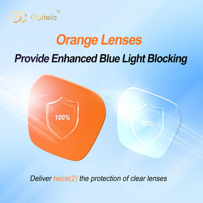 Goiteia 100% Orange Blue Light Blocking Glasses-Amber Tint Gaming Glasses for Better Sleep/Eyes Strain/Light Sensitive-Ultra Light & Spring Hinges for Better Comfort