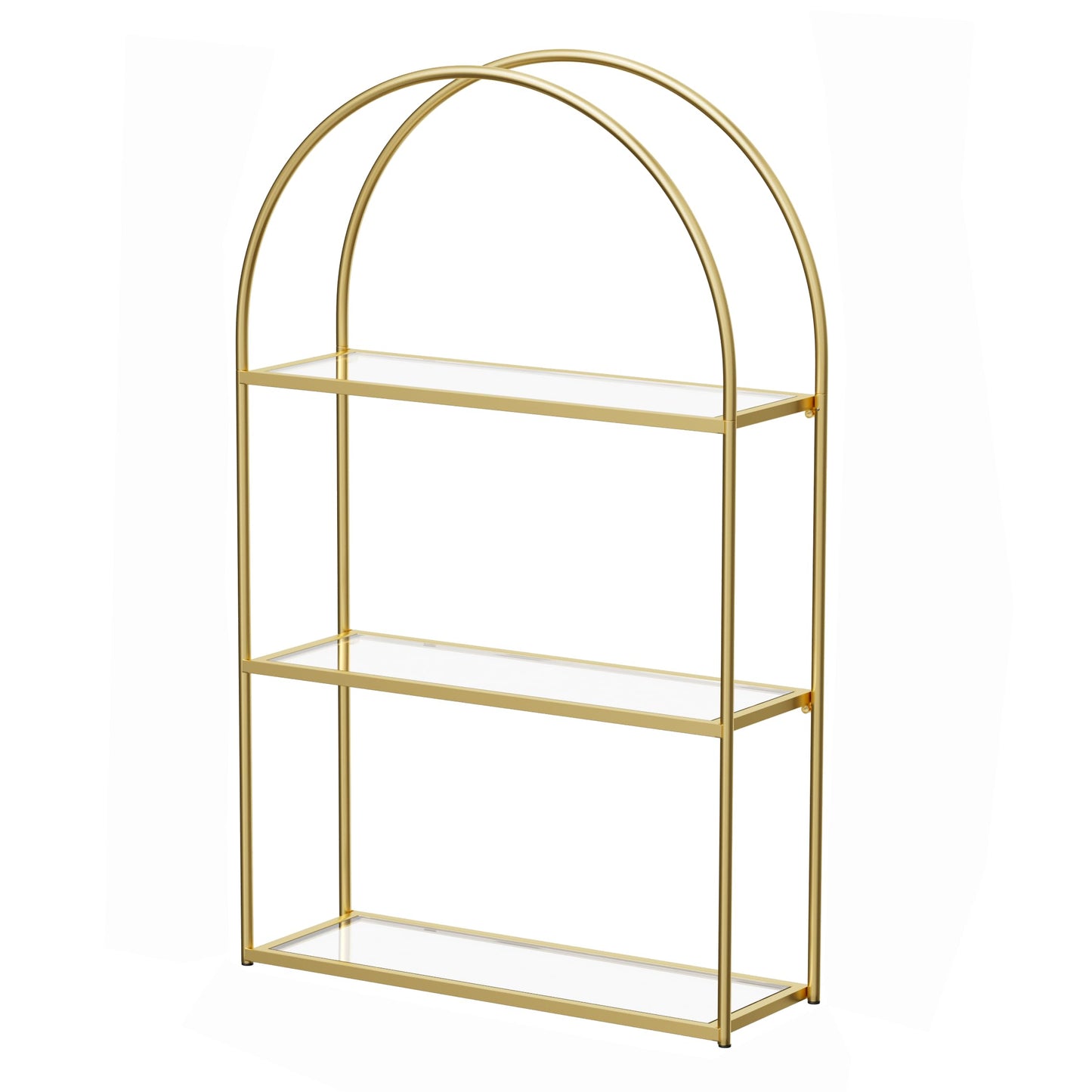 Crofy 3-Tier Arched Wall Shelf with Gold Frame & Transparent Shelves
