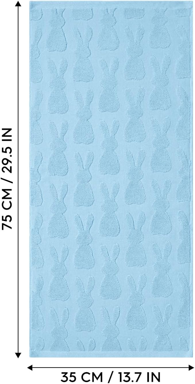 Artoid Mode 2 Pcs Light Blue 3D Rabbit Jacquard Easter Hand Towels