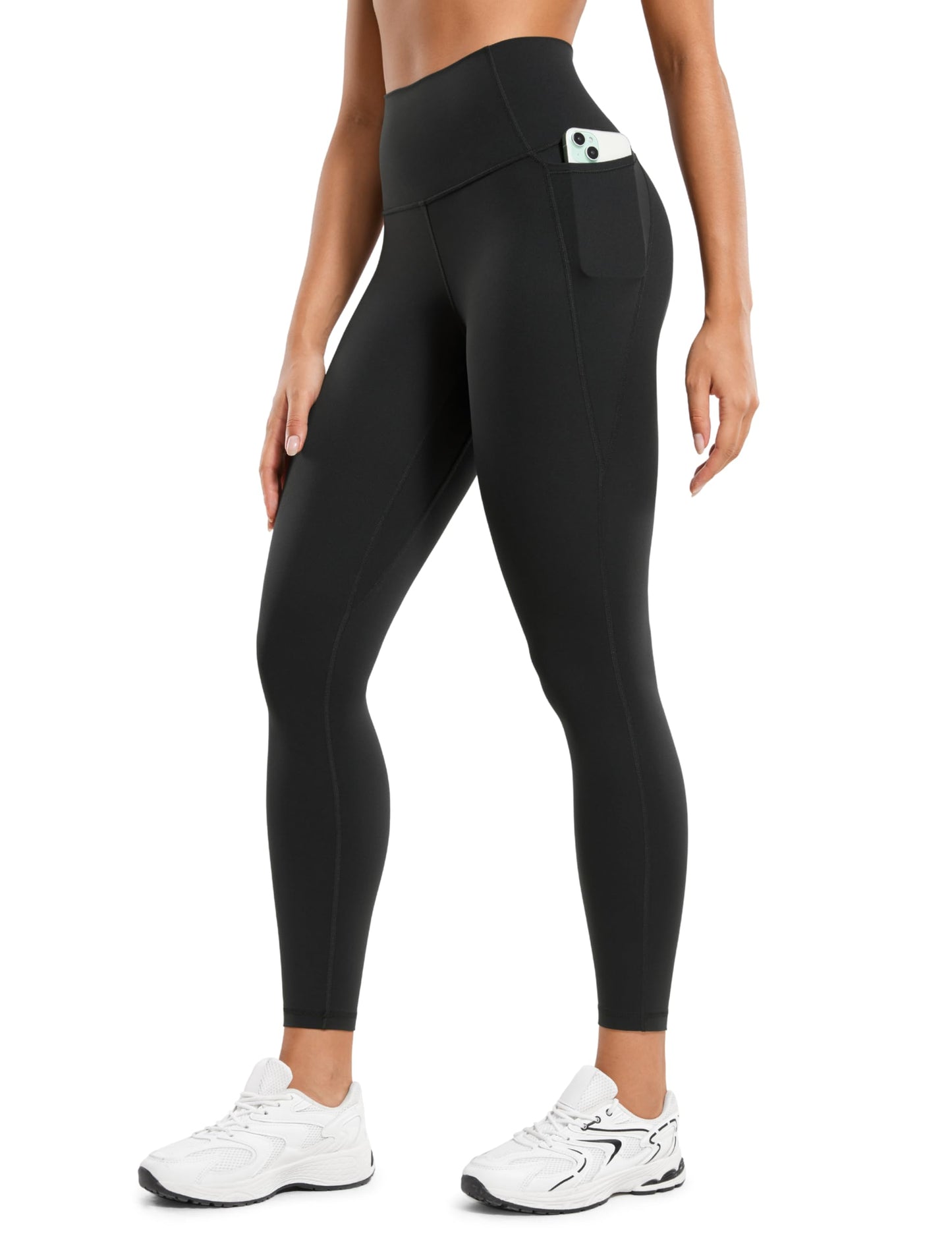 CRZ YOGA Women's Butterluxe 25'' Gym Leggings with Pockets - High Waisted Workout Leggings Buttery Soft Yoga Pants Black 10