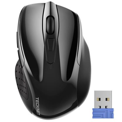 TECKNET Wireless Mouse, 2.4G Ergonomic Optical Mouse, Computer Mouse for Laptop, PC, Computer, Chromebook, Notebook, 6 Buttons, 24 Months Battery Life, 2600 DPI, 5 Adjustment Levels