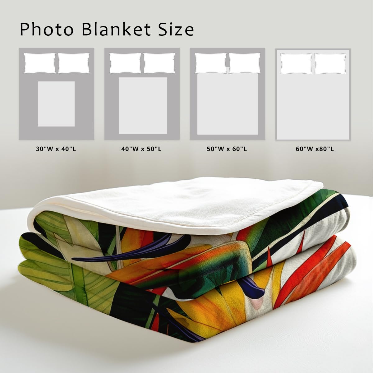 HUNXIAOJ Paradise Throw Blanket Birds Tropical Flowers Print Throw Floral Flannel Blanket for Sofa Bed Couch Office Home Decor Nature Botanical Lovers Gifts (59"x78")