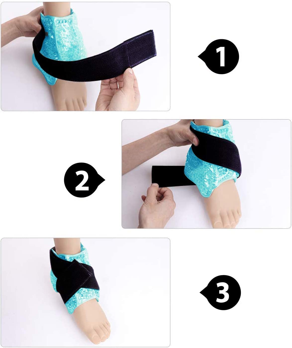 Ankle/Sport Foot Ice Therapy Wrap,Hot Cold Ice Gel Pack with Adjustable Brace for Sprained Ankles, Plantar Fasciitis, Achilles,tendonitis, and Swelling Feet,Microwaveable, Freezable and Reusable