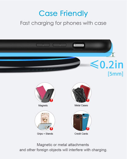 NANAMI Wireless Charger for iPhone and Samsung - Wireless Charging Pad Qi-Certified 10W Max for iPhone 17 16 15 14 13 12 SE2 11 Xs XR X New Airpods and Galaxy S25 Ultra S25+ S24 FE S23 S22 S21 S20 S10