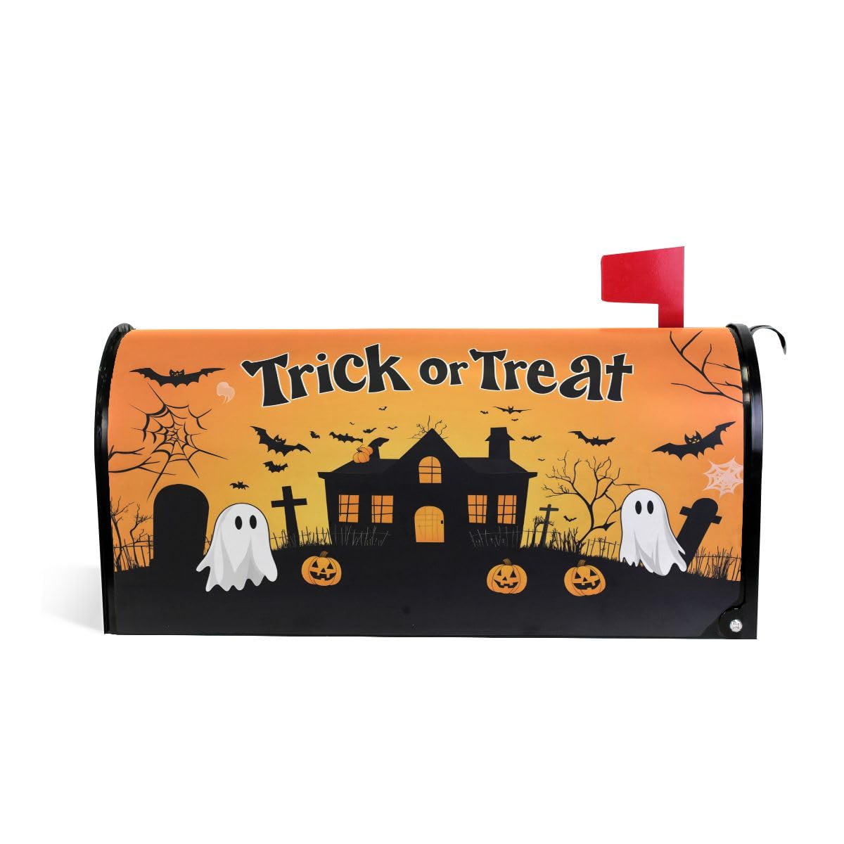 SUABO Halloween Ghost Pumpkin Mailbox Cover Magnetic Mailbox Wrap Post Letter Box Cover Home Decorative for Standard Mailboxes