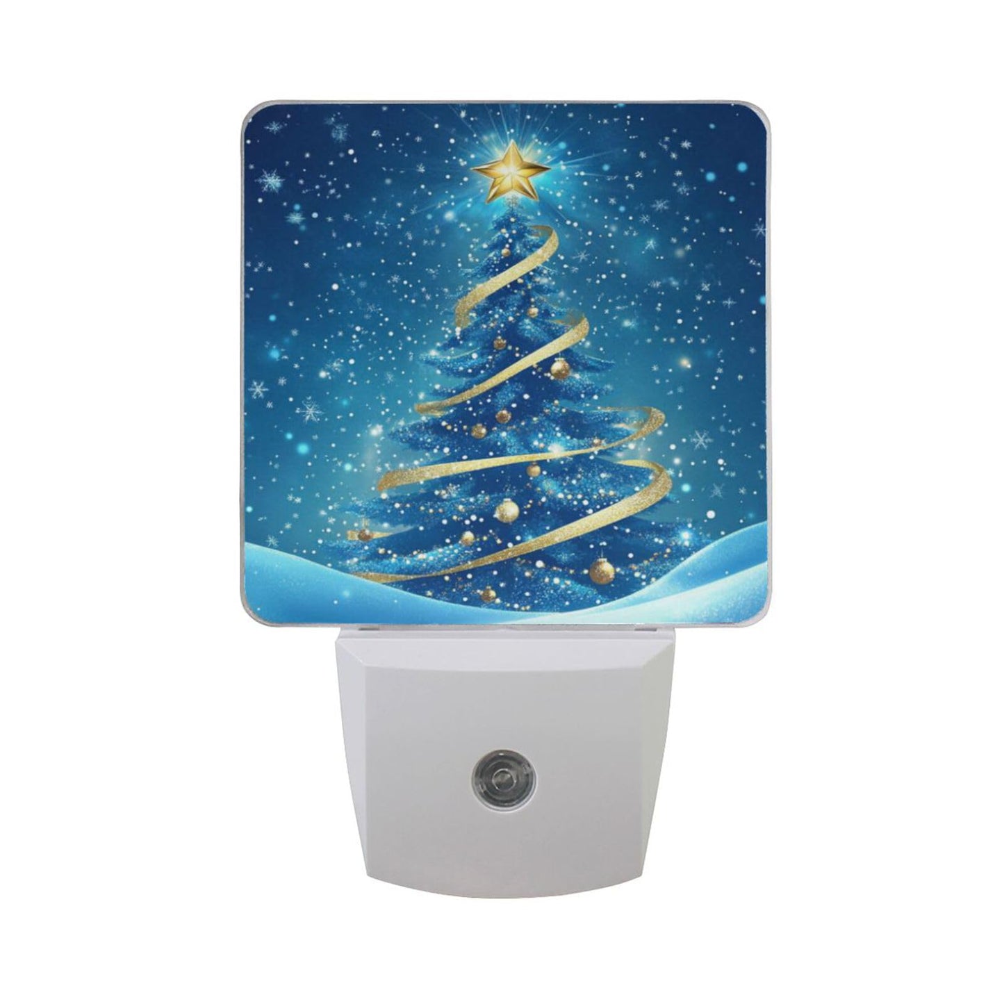 Aslsiy Night Light for Kids Blue Snow Christmas Tree Plug in Wall Lamp LED Dusk to Dawn Sensor Energy Saving Nightlight for Boys Girls Men Women