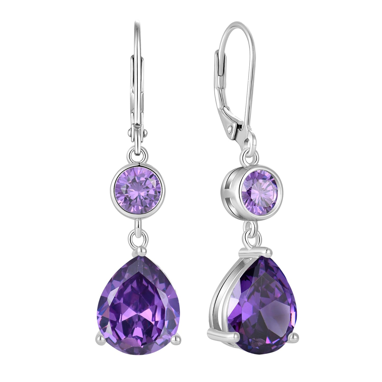 FYNSBLE Amethyst Earrings for Women Sterling Silver Dangle Drop Leverback Earrings Hypoallergenic Jewelry for Women