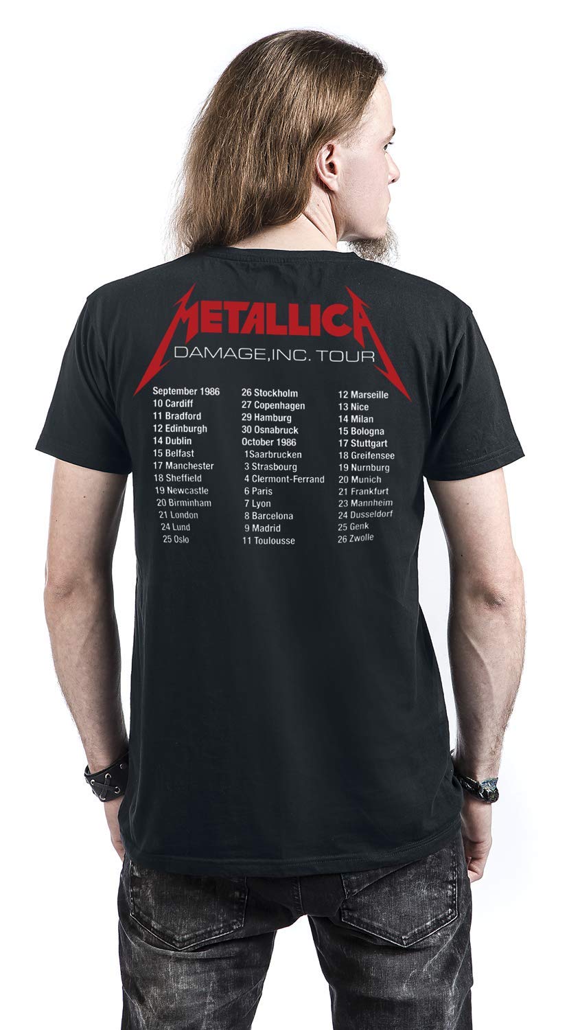 Metallica Men's Master of Puppets European Tour '86 BL_TS: M T-Shirt, Black (Black Black), Medium (Size:Medium)