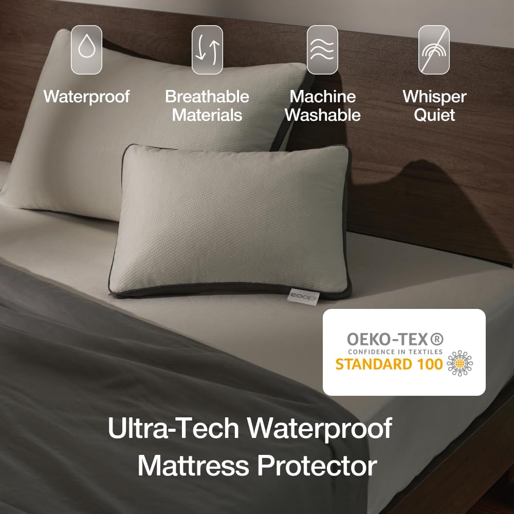 Coop Home Goods Ultra-Tech Waterproof Mattress Protector Full, Smooth Top Mattress Pad, Waterproof Cover, Up to 18 Inches Deep, Machine Washable, Noiseless Comfort, Full (54x75)