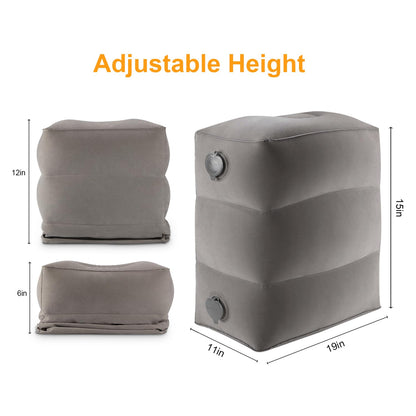 Maliton Airplane Footrest, Inflatable Foot Rest for Kids, Adjustable Height Travel Pillow On Airplanes, Cars, Travel, Office, Toddler Airplane Travel Essentials (Grey, 1 Pack)