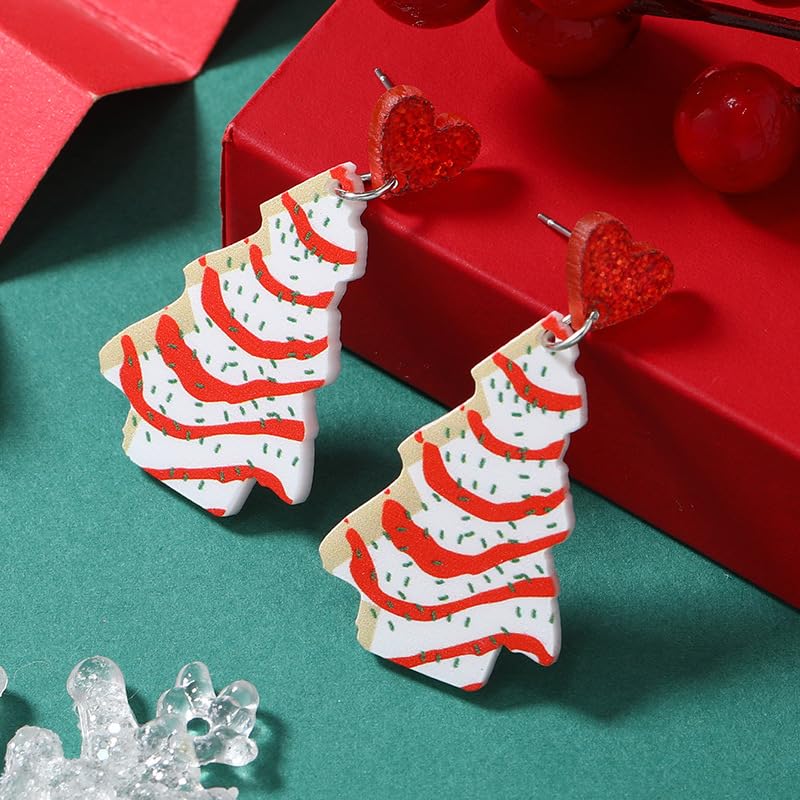 Earrings for Women Christmas Earring Christmas Tree Cake Earrings Xmas Jewelry Stocking Stuffers