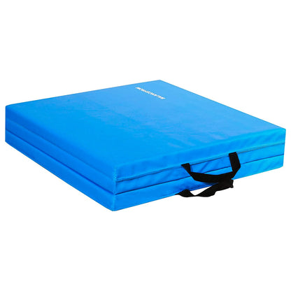BalanceFrom 6x2 Feet 3-Panel Folding Gymnastics Mat – 1.5-Inch Thick Pad with Vinyl Surface and Carrying Handles for Tumbling, Yoga, Pilates, Home Workouts, and Martial Arts