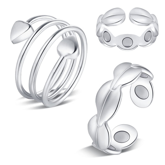 Feraco 2PCS Copper Rings for Women,99.99% Pure Cooper Magnetic Thumb Ring with Magnet,Lymphatic Jewelry Gifts for Womens