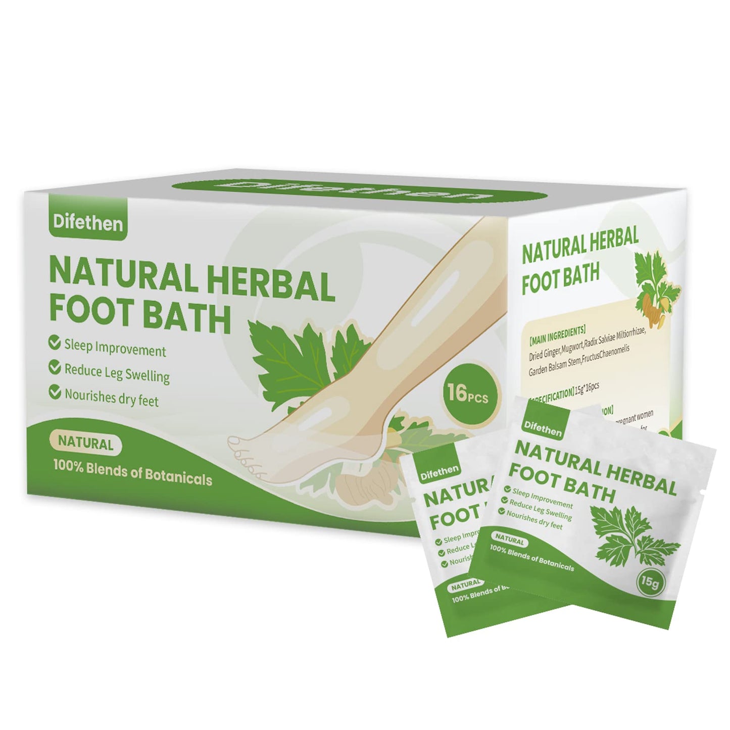 Natural Mugwort/Wormwood Herbal Foot Soak,Lymphatic Ginger Foot Bath Bag, Anti-Swelling Foot SPA Promote Metabolism, Foot Care 15g/PCS (10PCS)