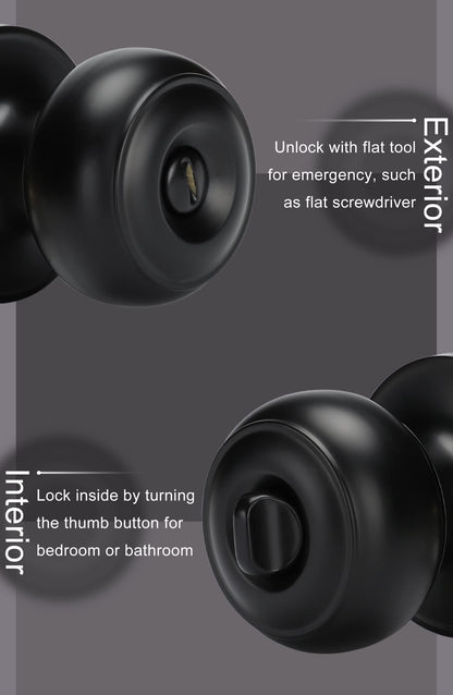 goldenwarm Black Interior Door Knobs, Matte Black Privacy Door Knob, Black Bedroom Door Knobs, Black Door Knobs Interior Bulk, Indoor Bathroom Door Knob(8 Pack, Matte Black)