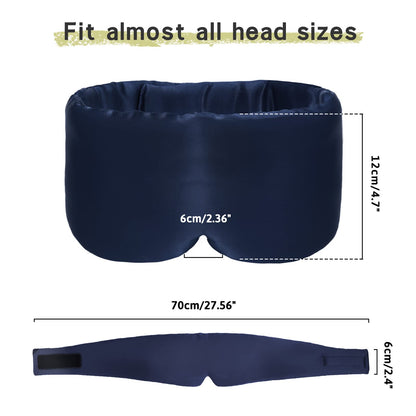 100% Handmade Bamboo Sleeping Eye Mask for Women for Men,Night Masks,Organic Sleep Mask,Blockout Eye Mask for Sleeping,Large Size Adjustable (Navy Blue)