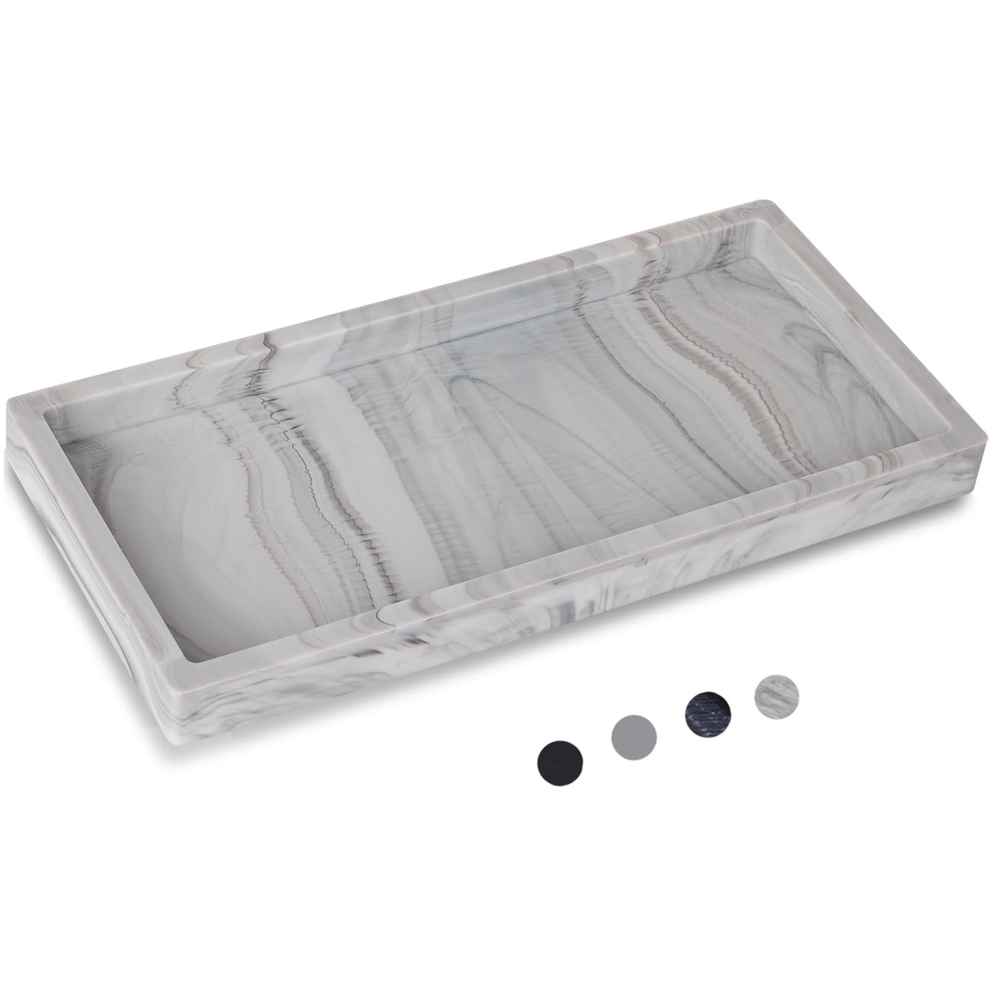 Silicone Bathroom Vanity Tray Dish Soap Holder Sink Organizer, Marble Grey