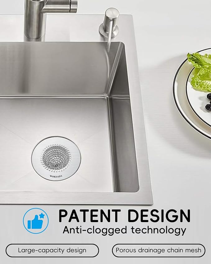 2 PCS Kitchen Sink Drain Strainer, Flippable Mesh Sink Strainer, 304 Stainless