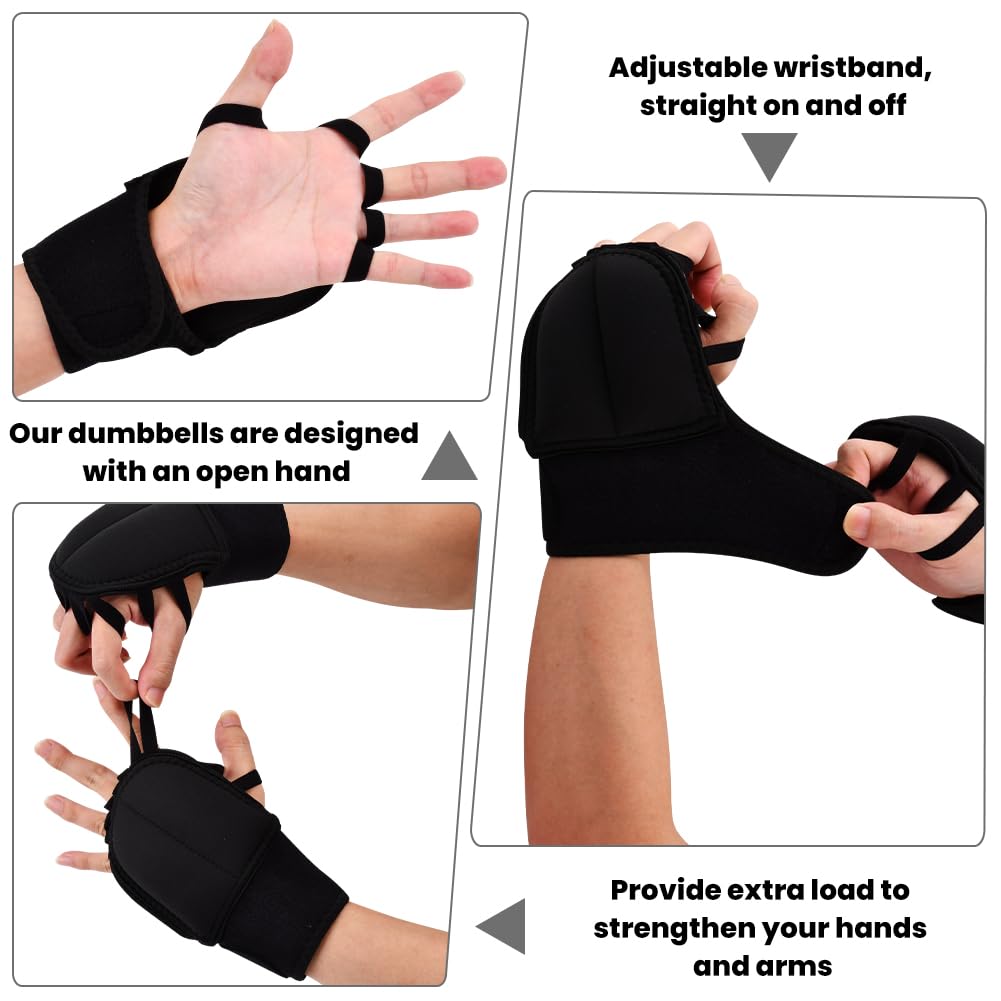 Parthan 1 Pair Weighted Gloves Adjustable Hand Stability Aid with Elastic Finger Rings for Tremors People Daily Writing Exercising Eating Doing Housework Improved Hand Wrist Mobility(Color:Black)
