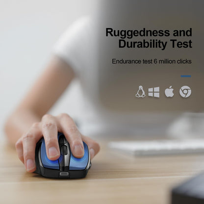 TECKNET Wireless Mouse Rechargeable, 2.4G USB-A Silent Mouse, Quiet Click, 6 Adjustable 4800 DPI, Cordless Computer Mice, Ergonomic Mice for Laptop, 6 Buttons for Chromebook, Ergo Grip - Black