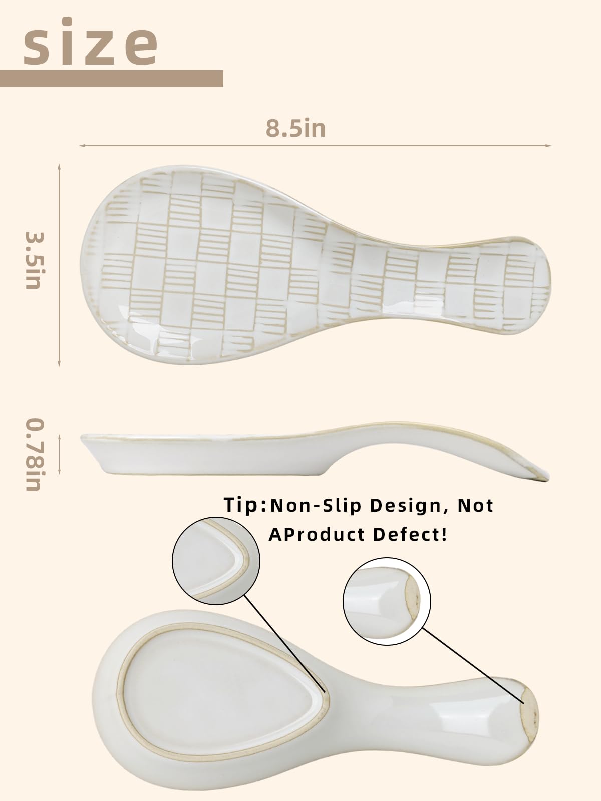 GDCZ 8.5Inch Ceramic Spoon Rest, Spoon Holder for Stove Top, Heat-Resistant Cooking Utensil Rest, Dishwasher Safe (White)