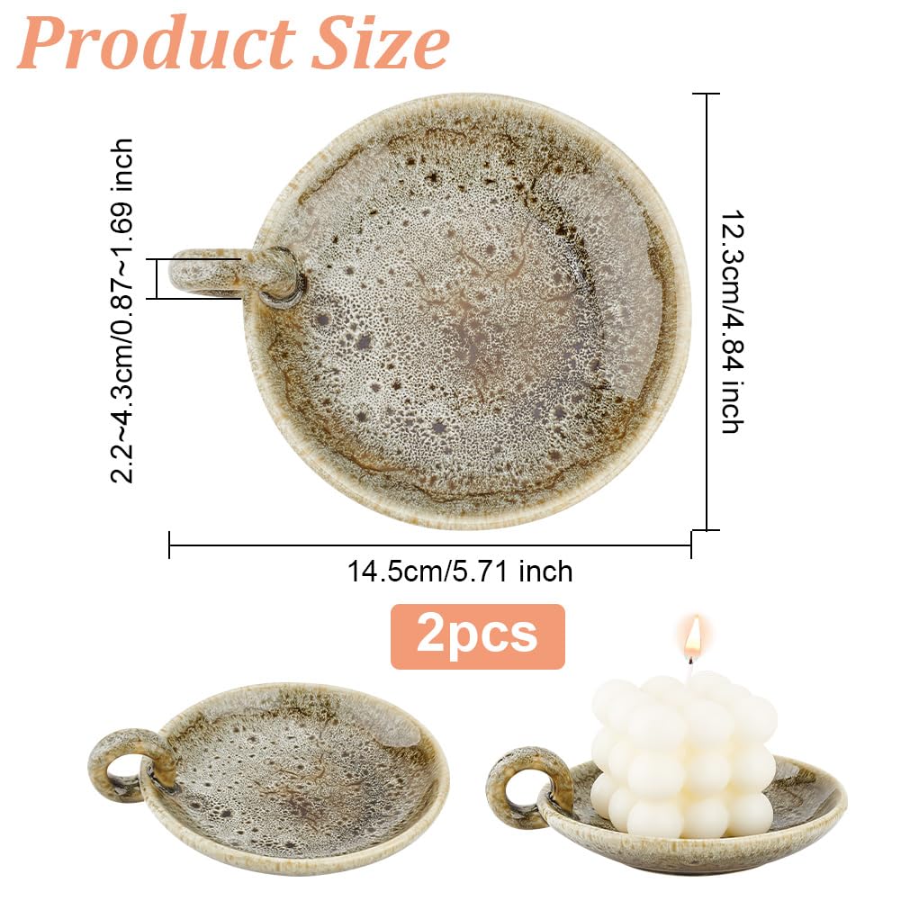 OLYCRAFT 2Pc Porcelain Plate Candle Holder for Wedding Home Incense Decor