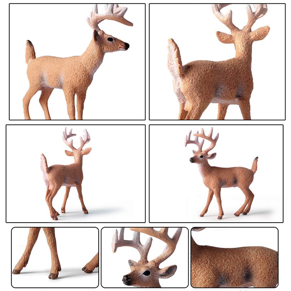 6 Pack Forest Animal Deer Figures Toy, Woodland Animal Figurine Party Supplies Christmas Buck Doe Fawn for Baby Shower Birthday Wedding