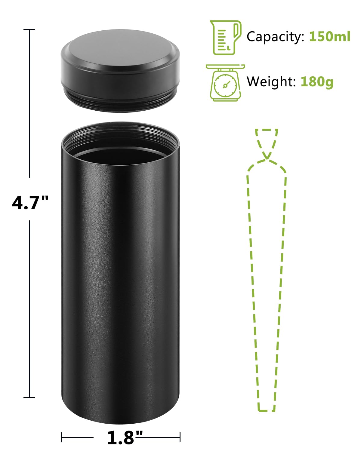 OZCHIN Aluminum Storage Jar Portable Airtight Smell Proof Container Bottle Multipurpose Storage Container for Spices, Coffee & Teas 196 ml