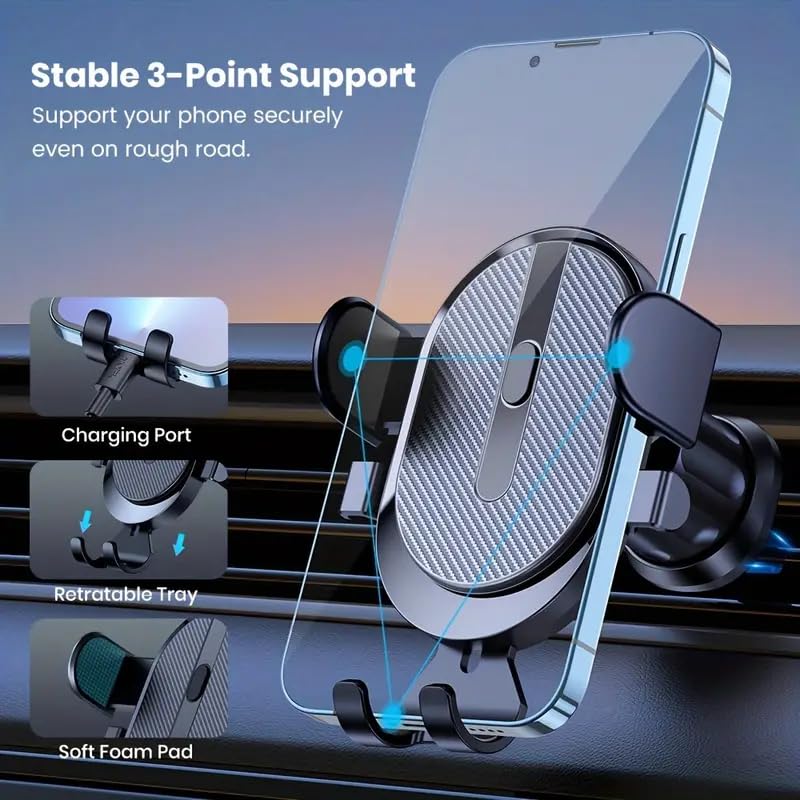 Universal Car Phone Holder Mount with Hook Clip for Air Vent | Compatible with iPhone, Samsung & More - Secure, Stable, Hands-Free Convenience