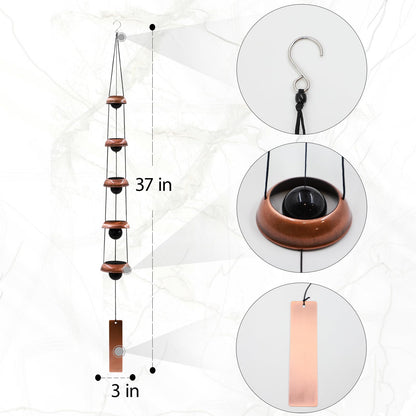 Wind Chimes for Outside with 5 Bell Unique Copper Musical Chimes Feng Shui Windchime for Home Garden Patio Porch Decor Gifts for Mom Grandma