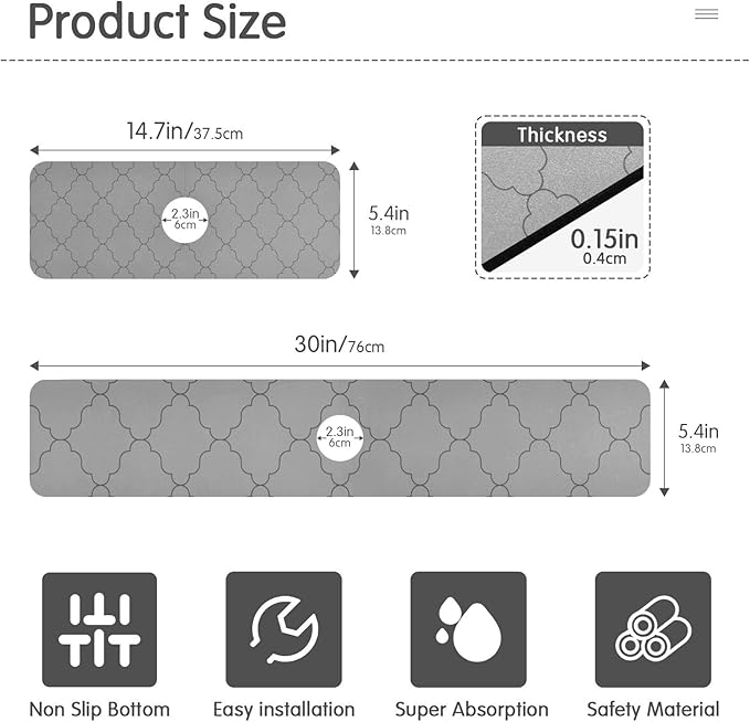Kitchen Sink Splash Guard 2 PCS 14.7 Inch Sink Faucet Mat Splash Guard