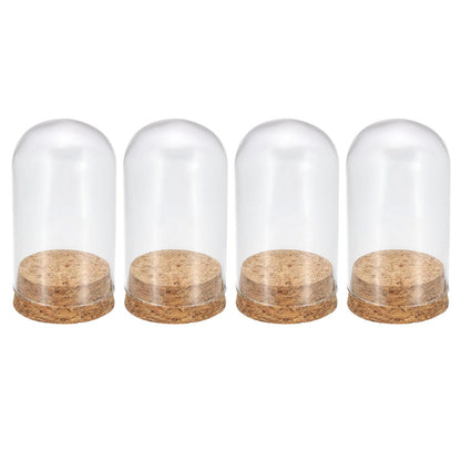 PATIKIL Clear Cloche Glass Dome, 4 Pack Glass Bell Jar Display Case Tabletop Centerpiece with Cork Base for LED Light Plants Home Decor 1.81x3.54inch