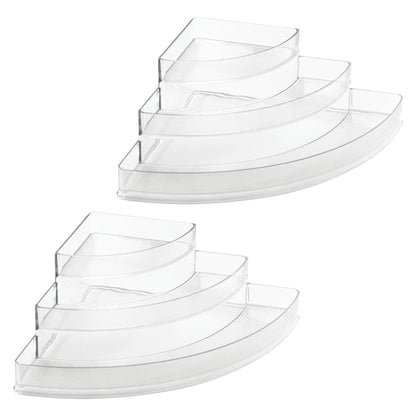 iDesign Recycled Plastic 3-Tier Stadium Spice Rack Organizer for Kitchen, Fridge, Freezer, Pantry and Cabinet Organization, The Linus Collection – 6.25" x 4" x 1.25", Clear