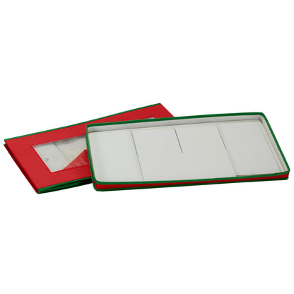 Household Essentials Holiday Figurine Storage Box, Windowed Storage with Lid, 8 Storage Compartments, Double Handles, Red with Green Trim