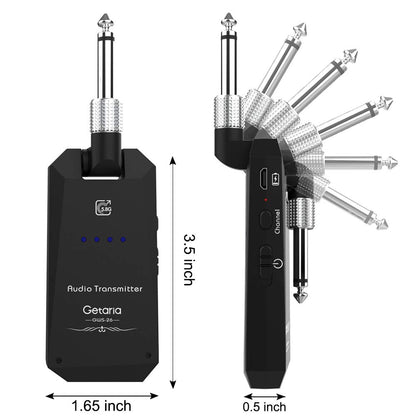 Getaria Wireless Guitar Transmitter Receiver Set 5.8GH Wireless Guitar System 4 Channels for Electric Guitar Bass (Silver/Black)