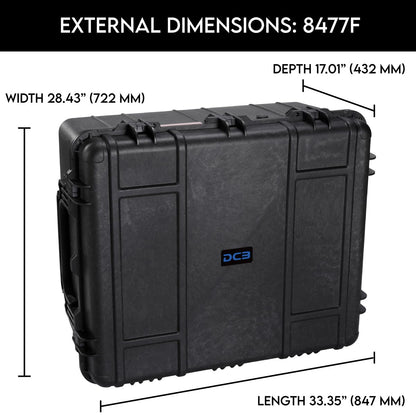 DCB Cases - Element 8477F Waterproof Rolling Hard Case with Foam Insert | IP67 Dustproof Impact-Resistant Protective Equipment Case | 33 x 28 x 17 | Wheels | Telescoping Handle
