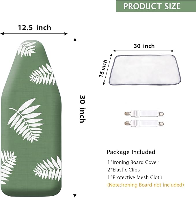 SheeChung 12.5"x32" Small Ironing Board Cover and Pad, Fits Mini Table Top
