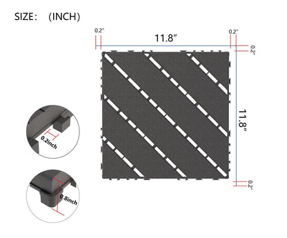 44-Pack Interlocking PP Deck Tiles, 12"x12"x 0.8" Waterproof Flooring, All-Weather Anti-Slip Patio Tiles for Indoor/Outdoor,Poolside, Garden, Balcony, Patio – Easy DIY Installation,Dark Gray C