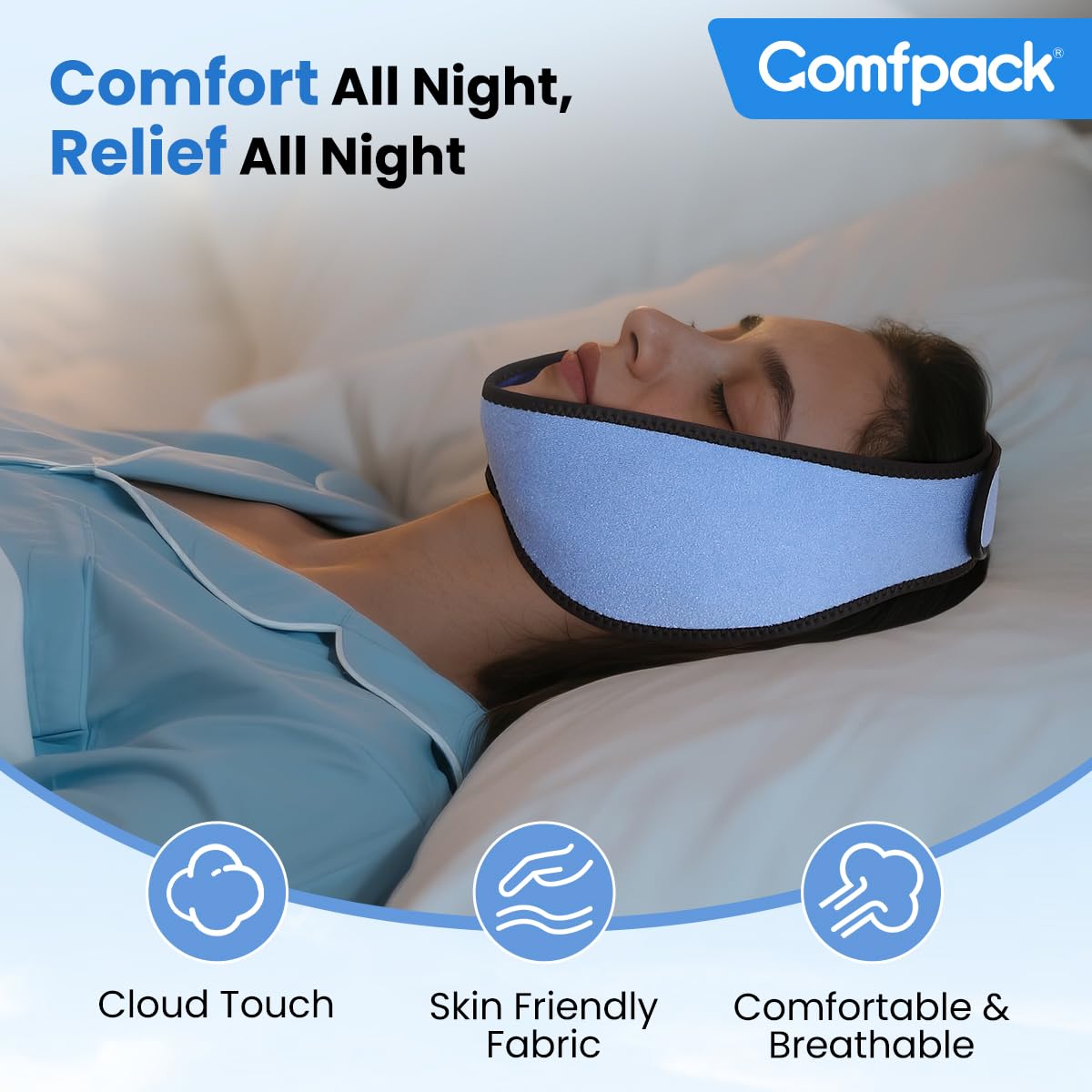 Comfpack Face Ice Pack Wrap for TMJ Relief with 4 Reusable Hot Cold Gel Packs, Wisdom Teeth Ice Pack Head Wrap for Tonsillectomy, Tooth Extraction & Teeth Removed, Oral Surgery, Cosmetic Injection