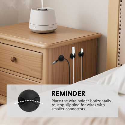 SmiLife Cable Clips Phone Cord Holder, Charger Cord Organizer, Cable Management Clips for Nightstand, Car, Office, Black 9 PCS