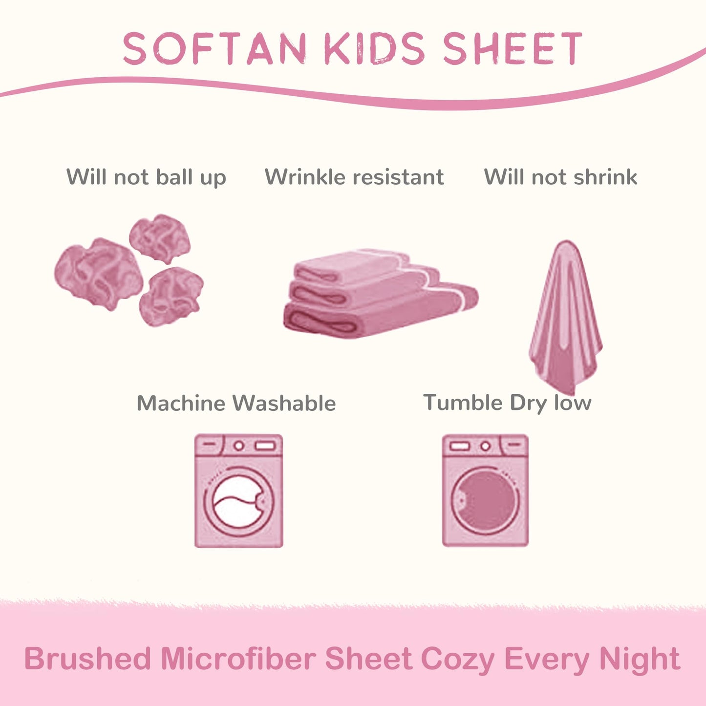 Softan Kids Bed Sheet Set, Girls Full Size Kids Sheets, Microfiber Fitted Sheet and Pillowcase, Breathable and Silky Soft, 4 Piece Pink Bowknot Printed Full Bed Sheet