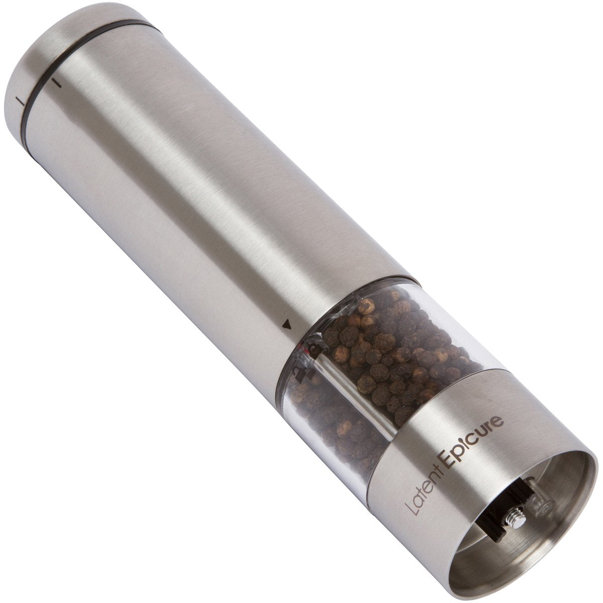 Latent Epicure Electric Salt and Pepper Grinder Set, USB-C Rechargeable Stainless Steel Mills with LED Light, Adjustable Ceramic Grinders and Acrylic Mill Rest Tray