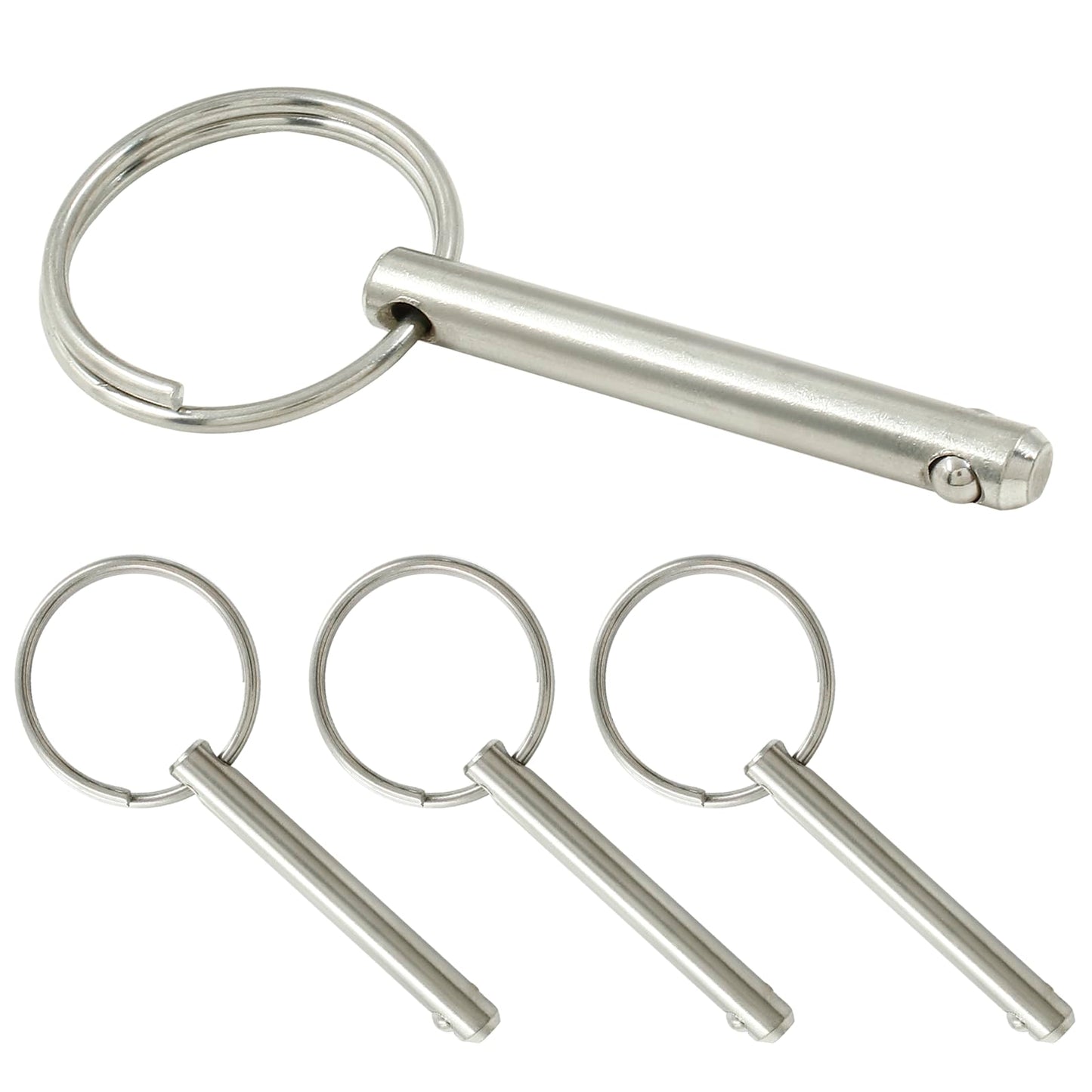 Suiwotin 4pcs Quick Release Pin, 1/4" (6.3mm) Diameter, Usable Length 1-1/2", Overall Length 2", 316 Stainless Steel Bimini Top Pins for Boat Marine Hardware