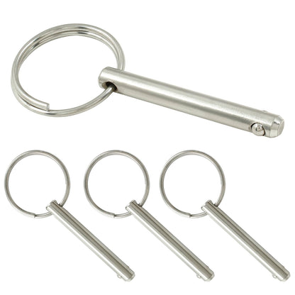 Suiwotin 4pcs Quick Release Pin, 1/4" (6.3mm) Diameter, Usable Length 1-1/2", Overall Length 2", 316 Stainless Steel Bimini Top Pins for Boat Marine Hardware