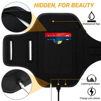 RUNBACH Armband for iPhone 16 Pro Max/16 Plus/15 Pro Max/15 Plus/iPhone 14 Pro Max/14 Plus/13 Pro Max/12 Pro Max/11 Pro Max/Xs Max,Running Exercise Arm Band with Card Slot for iPhone Max (Black)