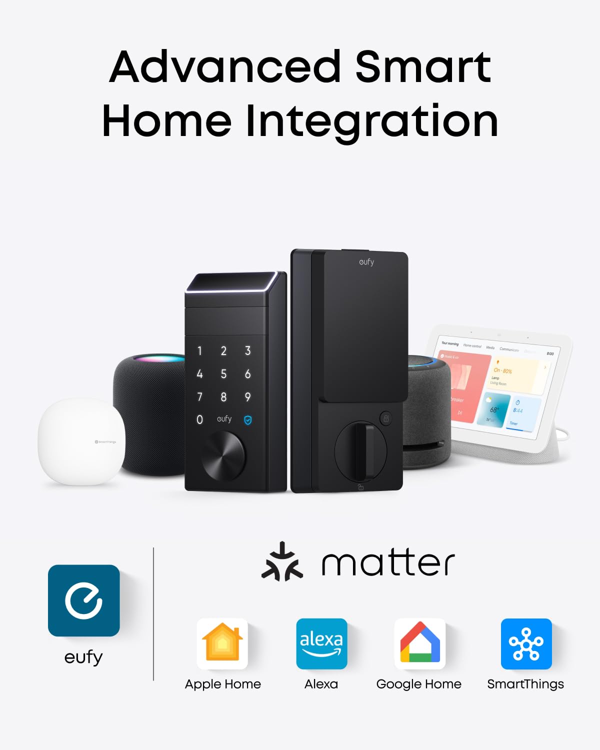 eufy FamiLock E34 Smart Lock with Palm Vein Recognition - Keyless Entry Door Lock for Front Door, Wi-Fi Keypad Deadbolt, ANSI/BHMA Grade 1, Auto Lock, Voice Control, IP65 Waterproof, No Monthly Fee