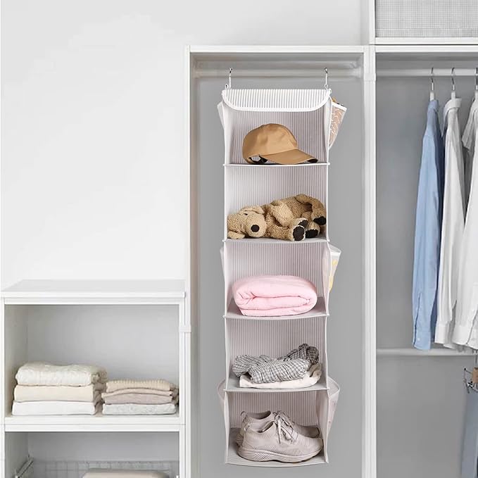 5 Shelves Hanging Closet Organizer, 2 Pack Hanging Storage