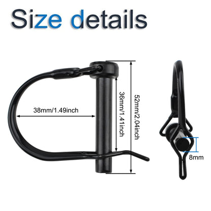 INCREWAY Wire Lock Pin, 4PCS 8mm Carbon Steel Shaft Locking Pin Safety Coupler Pin Round Loop Wire Lock Trailers Pin for Farm Lawn Garden