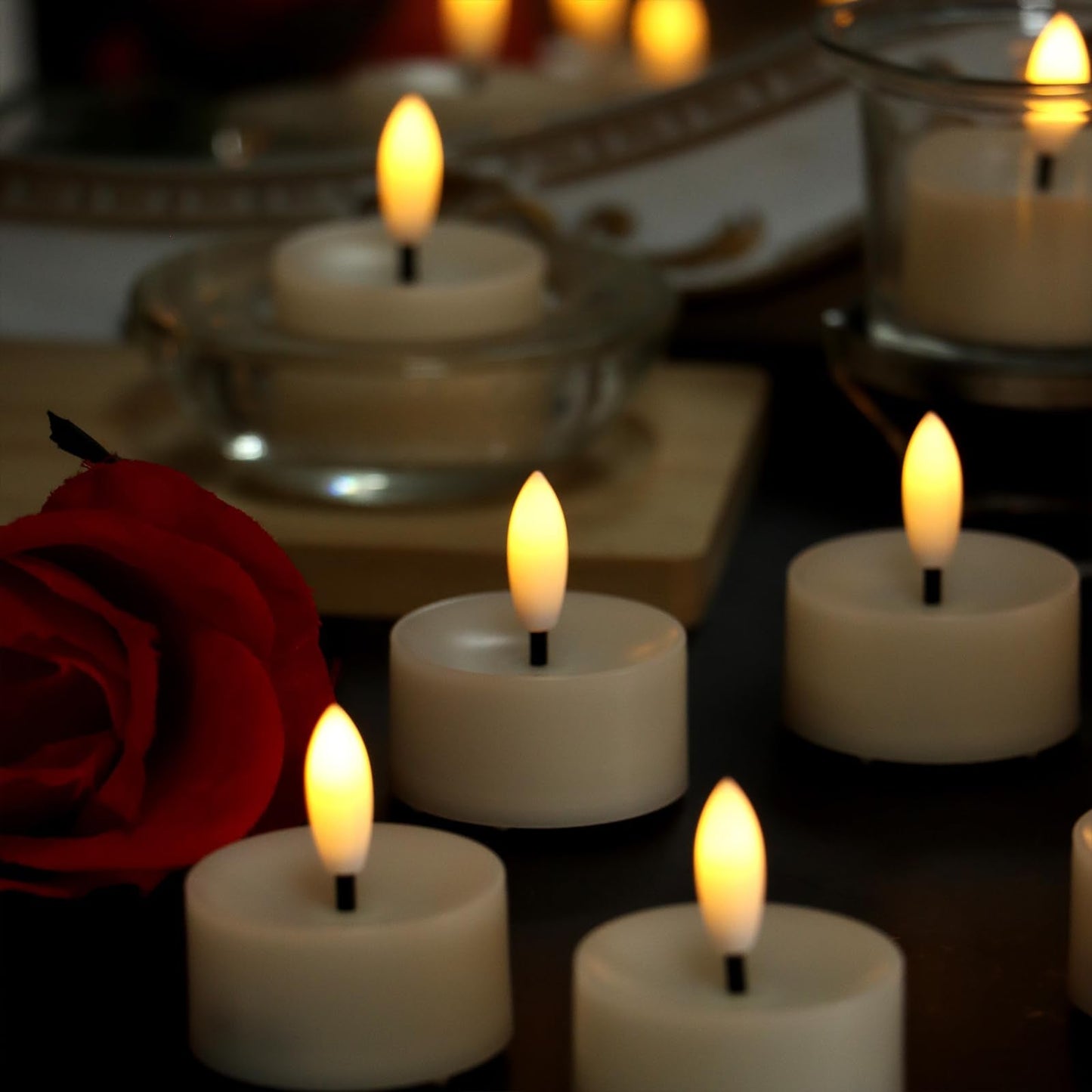 Flameless LED Tealight Candles, Battery Operated Fake LED Lights Electric Flickering Tea Lights for Wedding Party Halloween Christmas Party Theme Party, Holiday Decor Home Decorations, Set of 36