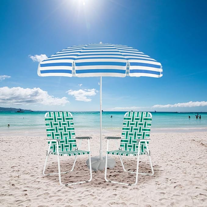 VINGLI Patio Lawn Webbed Folding Chairs Set of 4, Outdoor Beach Chair Portable Dining Chair for ir for Outdoor Yard, Garden(Green, Classic)